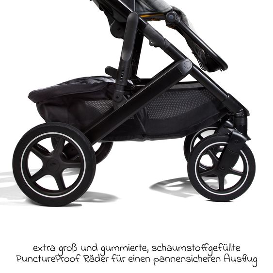 Joie Signature 2in1 Kombi-Kinderwagen-Set Vinca bis 22 kg belastbar mit Kinderwagenkette & Ring-Greifling - Teleskopschieber, Sitzeinheit, Babywanne Ramble XL, Adapter & Zubehörpaket - Signature - Oyster