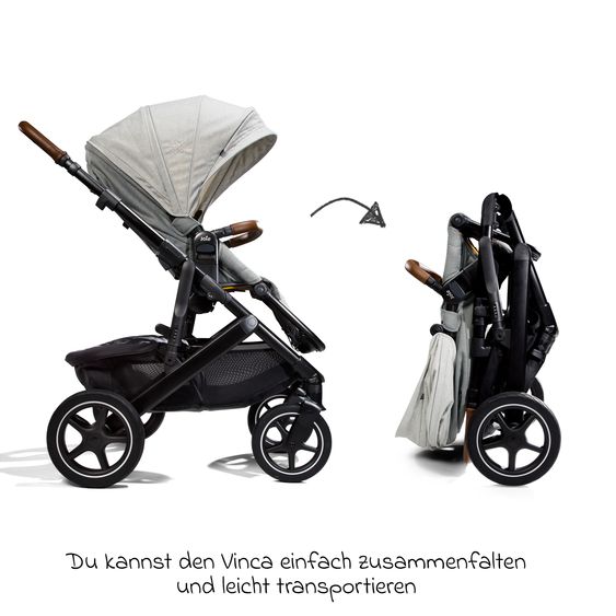 Joie Signature 2in1 Kombi-Kinderwagen-Set Vinca bis 22 kg belastbar mit Kinderwagenkette & Ring-Greifling - Teleskopschieber, Sitzeinheit, Babywanne Ramble XL, Adapter & Zubehörpaket - Signature - Oyster