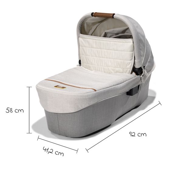 Joie Signature 2in1 Kombi-Kinderwagen-Set Vinca bis 22 kg belastbar mit Kinderwagenkette & Ring-Greifling - Teleskopschieber, Sitzeinheit, Babywanne Ramble XL, Adapter & Zubehörpaket - Signature - Oyster