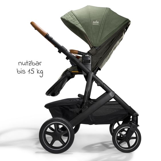 Joie Signature 2in1 Kombi-Kinderwagen-Set Vinca bis 22 kg belastbar mit Kinderwagenkette & Ring-Greifling - Teleskopschieber, Sitzeinheit, Babywanne Ramble XL, Adapter & Zubehörpaket - Signature - Pine