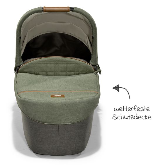 Joie Signature 2in1 Kombi-Kinderwagen-Set Vinca bis 22 kg belastbar mit Kinderwagenkette & Ring-Greifling - Teleskopschieber, Sitzeinheit, Babywanne Ramble XL, Adapter & Zubehörpaket - Signature - Pine