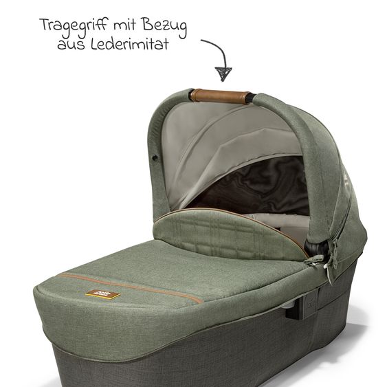 Joie Signature 2in1 Kombi-Kinderwagen-Set Vinca bis 22 kg belastbar mit Kinderwagenkette & Ring-Greifling - Teleskopschieber, Sitzeinheit, Babywanne Ramble XL, Adapter & Zubehörpaket - Signature - Pine