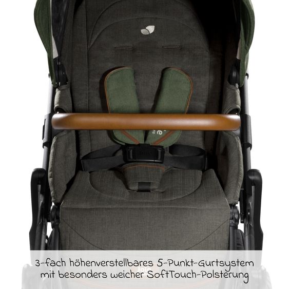 Joie Signature 2in1 Kombi-Kinderwagen-Set Vinca bis 22 kg belastbar mit Kinderwagenkette & Ring-Greifling - Teleskopschieber, Sitzeinheit, Babywanne Ramble XL, Adapter & Zubehörpaket - Signature - Pine