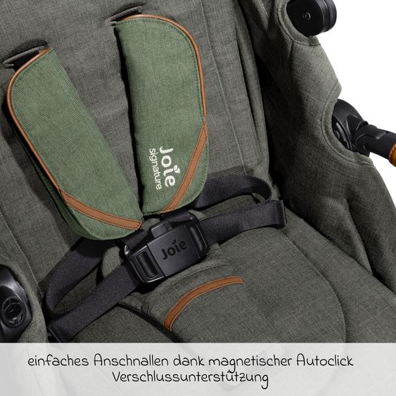 Joie Signature 2in1 Kombi-Kinderwagen-Set Vinca bis 22 kg belastbar mit Kinderwagenkette & Ring-Greifling - Teleskopschieber, Sitzeinheit, Babywanne Ramble XL, Adapter & Zubehörpaket - Signature - Pine