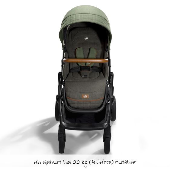 Joie Signature 2in1 Kombi-Kinderwagen-Set Vinca bis 22 kg belastbar mit Kinderwagenkette & Ring-Greifling - Teleskopschieber, Sitzeinheit, Babywanne Ramble XL, Adapter & Zubehörpaket - Signature - Pine