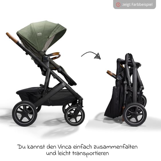 Joie Signature 2in1 Kombi-Kinderwagen-Set Vinca bis 22 kg belastbar mit Kinderwagenkette & Ring-Greifling - Teleskopschieber, Sitzeinheit, Babywanne Ramble XL, Adapter & Zubehörpaket - Signature - Pine