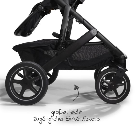 Joie Signature 2in1 Kombi-Kinderwagen-Set Vinca bis 22 kg belastbar mit Teleskopschieber umsetzbare Sitzeinheit, Babywanne Ramble XL, Adapter, Regenschutz & Rückenpolster - Signature - Eclipse