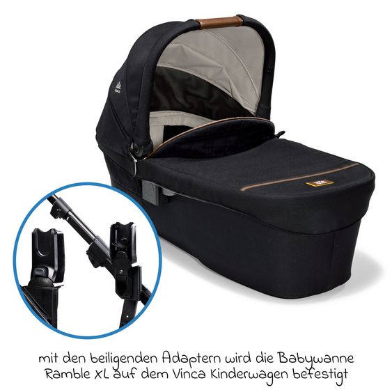 Joie Signature 2in1 Kombi-Kinderwagen-Set Vinca bis 22 kg belastbar mit Teleskopschieber umsetzbare Sitzeinheit, Babywanne Ramble XL, Adapter, Regenschutz & Rückenpolster - Signature - Eclipse