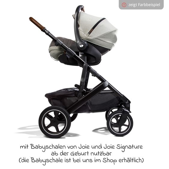 Joie Signature 2in1 Kombi-Kinderwagen-Set Vinca bis 22 kg belastbar mit Teleskopschieber umsetzbare Sitzeinheit, Babywanne Ramble XL, Adapter, Regenschutz & Rückenpolster - Signature - Eclipse