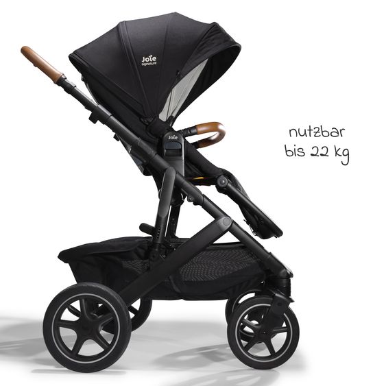 Joie Signature 2in1 Kombi-Kinderwagen-Set Vinca bis 22 kg belastbar mit Teleskopschieber umsetzbare Sitzeinheit, Babywanne Ramble XL, Adapter, Regenschutz & Rückenpolster - Signature - Eclipse