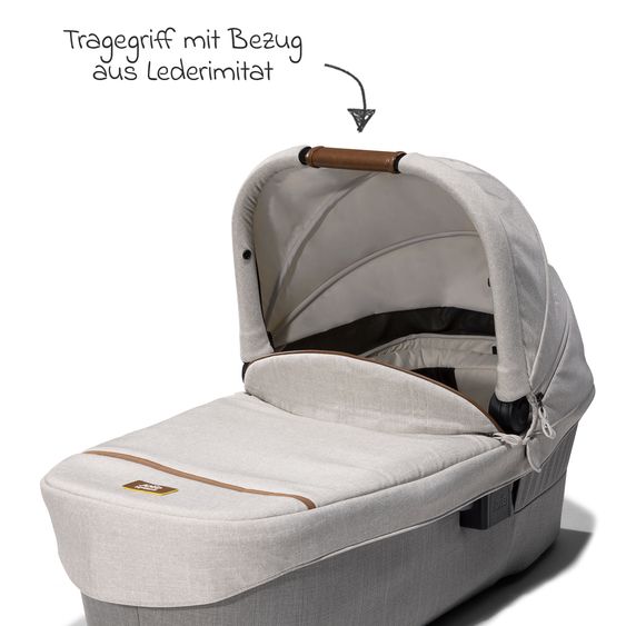 Joie Signature 2in1 Kombi-Kinderwagen-Set Vinca bis 22 kg belastbar mit Teleskopschieber umsetzbare Sitzeinheit, Babywanne Ramble XL, Adapter, Regenschutz & Rückenpolster - Signature - Oyster