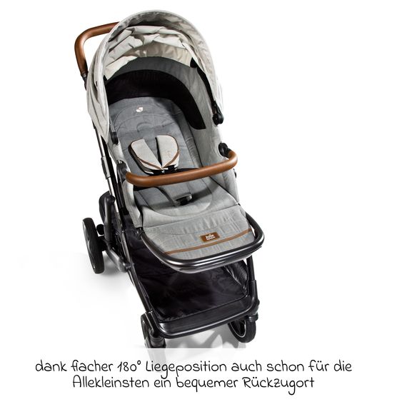 Joie Signature 2in1 Kombi-Kinderwagen-Set Vinca bis 22 kg belastbar mit Teleskopschieber umsetzbare Sitzeinheit, Babywanne Ramble XL, Adapter, Regenschutz & Rückenpolster - Signature - Oyster