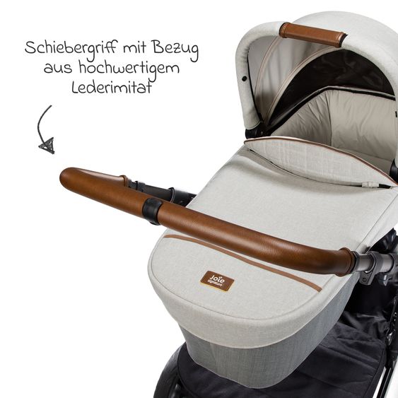 Joie Signature 2in1 Kombi-Kinderwagen-Set Vinca bis 22 kg belastbar mit Teleskopschieber umsetzbare Sitzeinheit, Babywanne Ramble XL, Adapter, Regenschutz & Rückenpolster - Signature - Oyster