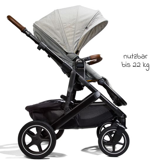 Joie Signature 2in1 Kombi-Kinderwagen-Set Vinca bis 22 kg belastbar mit Teleskopschieber umsetzbare Sitzeinheit, Babywanne Ramble XL, Adapter, Regenschutz & Rückenpolster - Signature - Oyster