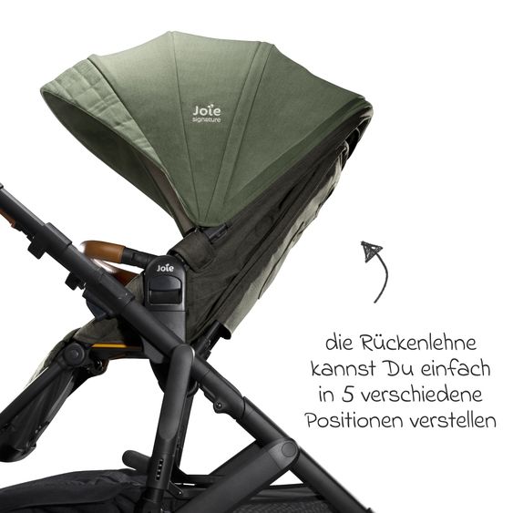 Joie Signature 2in1 Kombi-Kinderwagen-Set Vinca bis 22 kg belastbar mit Teleskopschieber umsetzbare Sitzeinheit, Babywanne Ramble XL, Adapter, Regenschutz & Rückenpolster - Signature - Pine