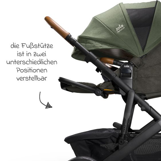 Joie Signature 2in1 Kombi-Kinderwagen-Set Vinca bis 22 kg belastbar mit Teleskopschieber umsetzbare Sitzeinheit, Babywanne Ramble XL, Adapter, Regenschutz & Rückenpolster - Signature - Pine