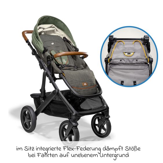 Joie Signature 2in1 Kombi-Kinderwagen-Set Vinca bis 22 kg belastbar mit Teleskopschieber umsetzbare Sitzeinheit, Babywanne Ramble XL, Adapter, Regenschutz & Rückenpolster - Signature - Pine