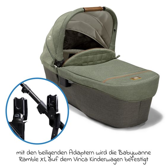 Joie Signature 2in1 Kombi-Kinderwagen-Set Vinca bis 22 kg belastbar mit Teleskopschieber umsetzbare Sitzeinheit, Babywanne Ramble XL, Adapter, Regenschutz & Rückenpolster - Signature - Pine