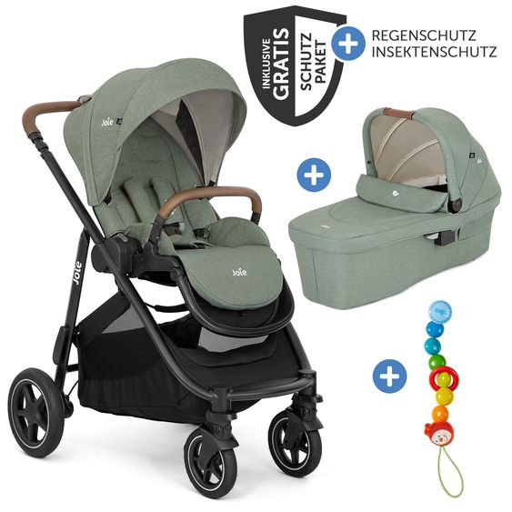 joie 2in1 Kombi-Kinderwagen-Set Versatrax bis 22 kg belastbar mit Babywanne Ramble XL, Schnullerkette, Adapter & Zubehörpaket - Laurel