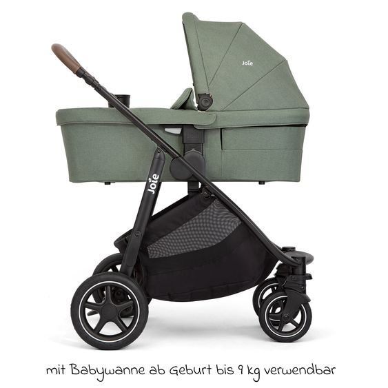 joie 2in1 Kombi-Kinderwagen-Set Versatrax bis 22 kg belastbar mit Babywanne Ramble XL, Schnullerkette, Adapter & Zubehörpaket - Laurel