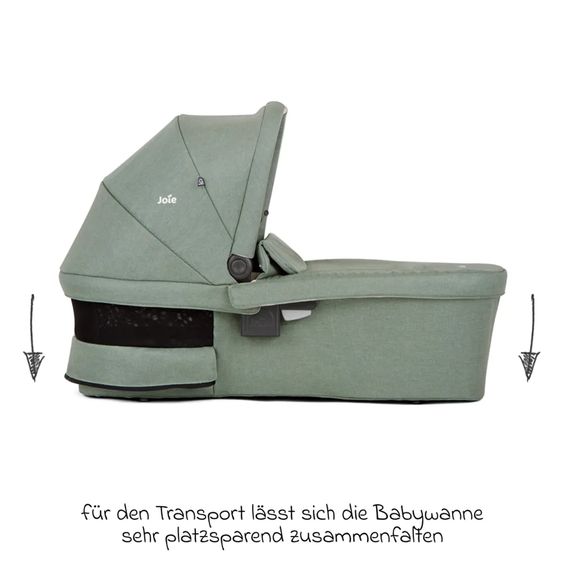 joie 2in1 Kombi-Kinderwagen-Set Versatrax bis 22 kg belastbar mit Babywanne Ramble XL, Schnullerkette, Adapter & Zubehörpaket - Laurel