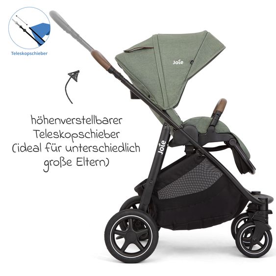 joie 2in1 Kombi-Kinderwagen-Set Versatrax bis 22 kg belastbar mit Babywanne Ramble XL, Schnullerkette, Adapter & Zubehörpaket - Laurel