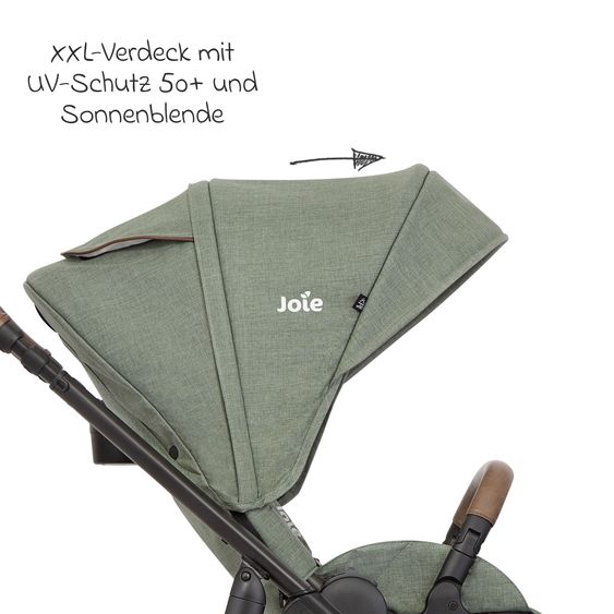 joie 2in1 Kombi-Kinderwagen-Set Versatrax bis 22 kg belastbar mit Babywanne Ramble XL, Schnullerkette, Adapter & Zubehörpaket - Laurel