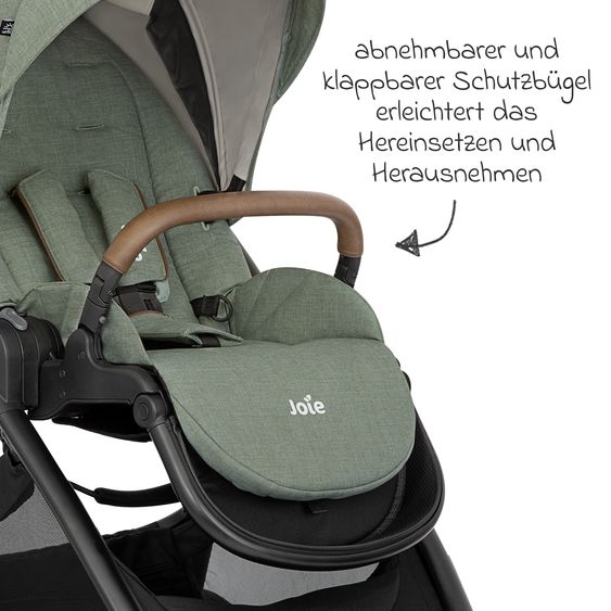 joie 2in1 Kombi-Kinderwagen-Set Versatrax bis 22 kg belastbar mit Babywanne Ramble XL, Schnullerkette, Adapter & Zubehörpaket - Laurel