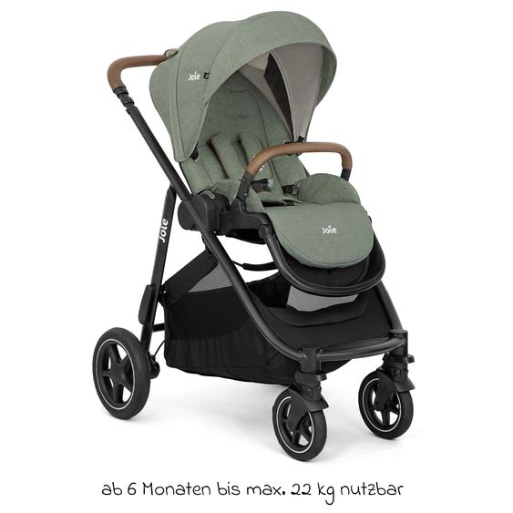 joie 2in1 Kombi-Kinderwagen-Set Versatrax bis 22 kg belastbar mit Babywanne Ramble XL, Schnullerkette, Adapter & Zubehörpaket - Laurel