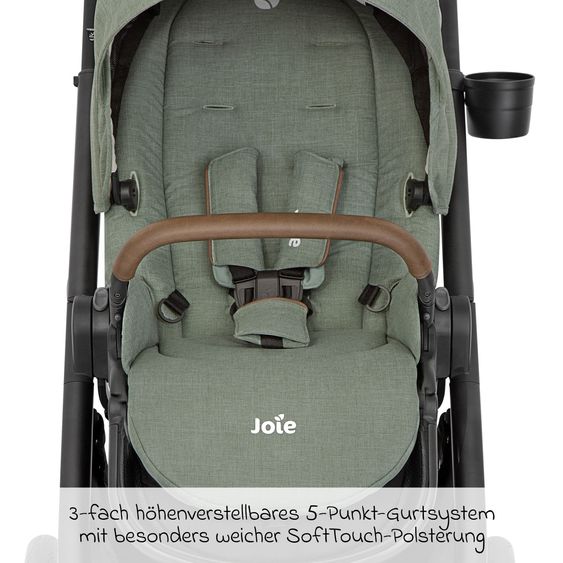 joie 2in1 Kombi-Kinderwagen-Set Versatrax bis 22 kg belastbar mit Babywanne Ramble XL, Schnullerkette, Adapter & Zubehörpaket - Laurel