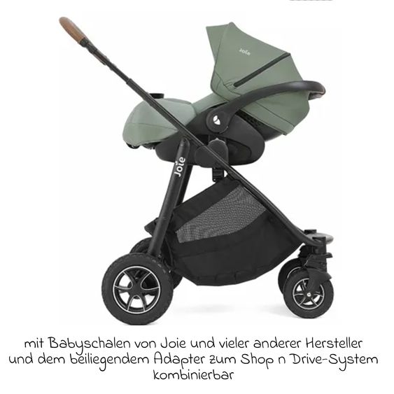 joie 2in1 Kombi-Kinderwagen-Set Versatrax bis 22 kg belastbar mit Babywanne Ramble XL, Schnullerkette, Adapter & Zubehörpaket - Laurel