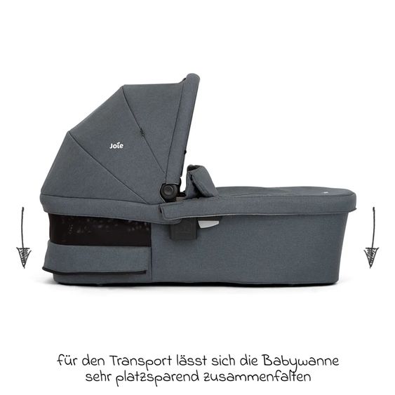 joie 2in1 Kombi-Kinderwagen-Set Versatrax bis 22 kg belastbar mit Babywanne Ramble XL, Schnullerkette, Adapter & Zubehörpaket - Moonlight