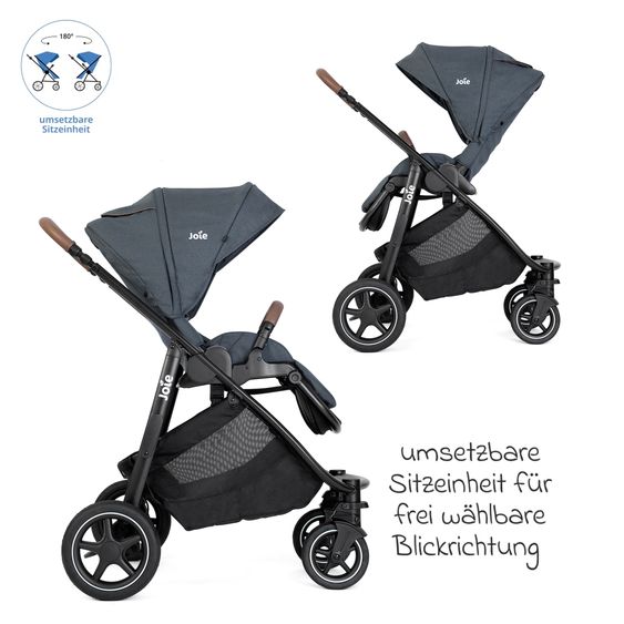 joie 2in1 Kombi-Kinderwagen-Set Versatrax bis 22 kg belastbar mit Babywanne Ramble XL, Schnullerkette, Adapter & Zubehörpaket - Moonlight