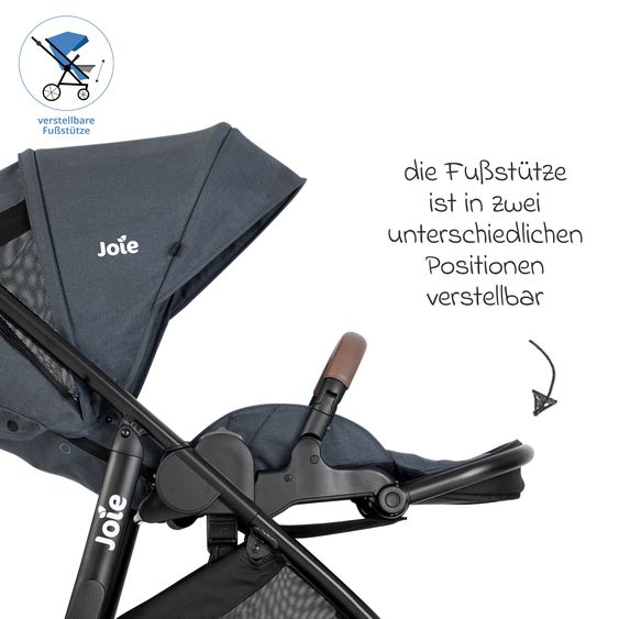 joie 2in1 Kombi-Kinderwagen-Set Versatrax bis 22 kg belastbar mit Babywanne Ramble XL, Schnullerkette, Adapter & Zubehörpaket - Moonlight