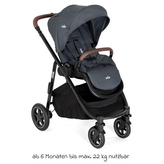 joie 2in1 Kombi-Kinderwagen-Set Versatrax bis 22 kg belastbar mit Babywanne Ramble XL, Schnullerkette, Adapter & Zubehörpaket - Moonlight