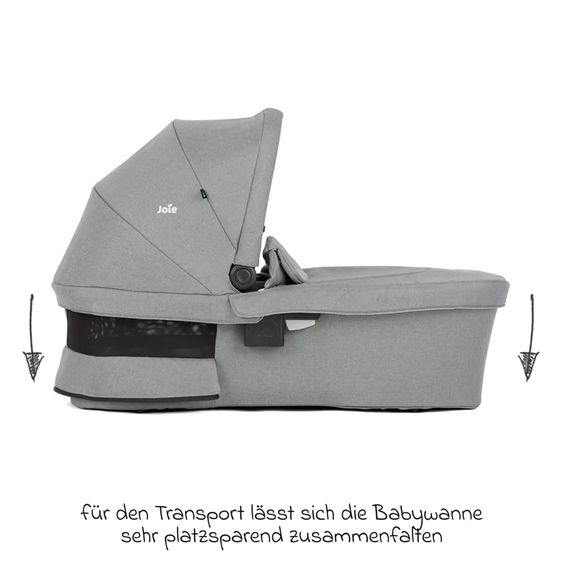 joie 2in1 Kombi-Kinderwagen-Set Versatrax bis 22 kg belastbar mit Babywanne Ramble XL, Schnullerkette, Adapter & Zubehörpaket - Pebble