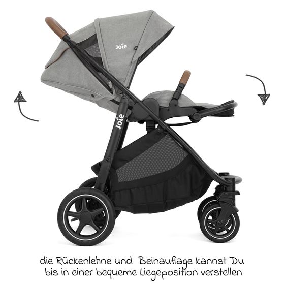 joie 2in1 Kombi-Kinderwagen-Set Versatrax bis 22 kg belastbar mit Babywanne Ramble XL, Schnullerkette, Adapter & Zubehörpaket - Pebble