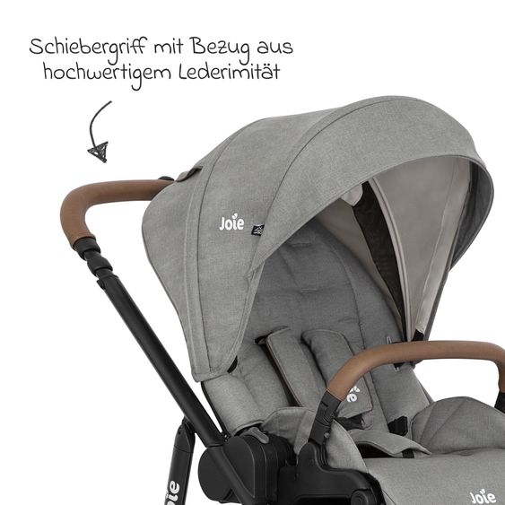 joie 2in1 Kombi-Kinderwagen-Set Versatrax bis 22 kg belastbar mit Babywanne Ramble XL, Schnullerkette, Adapter & Zubehörpaket - Pebble