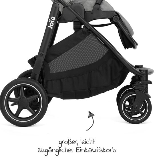 joie 2in1 Kombi-Kinderwagen-Set Versatrax bis 22 kg belastbar mit Babywanne Ramble XL, Schnullerkette, Adapter & Zubehörpaket - Pebble