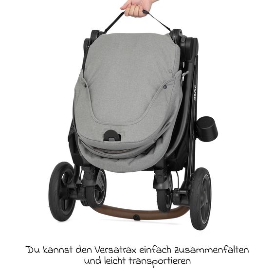 joie 2in1 Kombi-Kinderwagen-Set Versatrax bis 22 kg belastbar mit Babywanne Ramble XL, Schnullerkette, Adapter & Zubehörpaket - Pebble