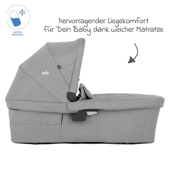 joie 2in1 Kombi-Kinderwagen-Set Versatrax bis 22 kg belastbar mit Babywanne Ramble XL, Schnullerkette, Adapter & Zubehörpaket - Pebble