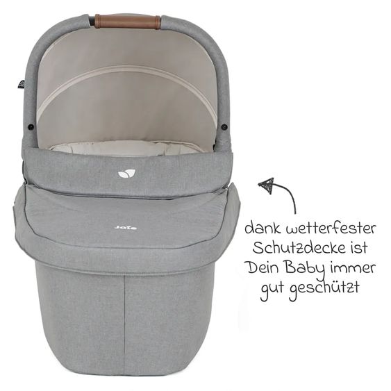 joie 2in1 Kombi-Kinderwagen-Set Versatrax bis 22 kg belastbar mit Babywanne Ramble XL, Schnullerkette, Adapter & Zubehörpaket - Pebble