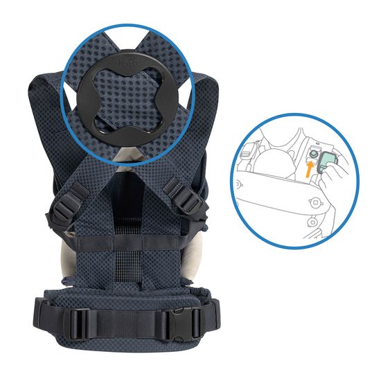 joie 3in1 Marsupio per neonati Savvy Lite Air per neonati da 3,5 kg a 14 kg con 3 posizioni di trasporto e tessuto a rete - Indigo