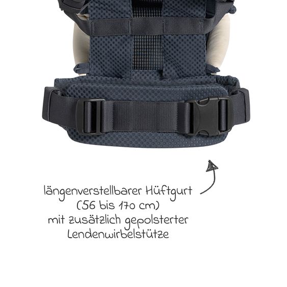 joie 3in1 Marsupio per neonati Savvy Lite Air per neonati da 3,5 kg a 14 kg con 3 posizioni di trasporto e tessuto a rete - Indigo