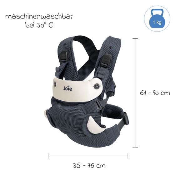 joie 3in1 Marsupio per neonati Savvy Lite Air per neonati da 3,5 kg a 14 kg con 3 posizioni di trasporto e tessuto a rete - Indigo