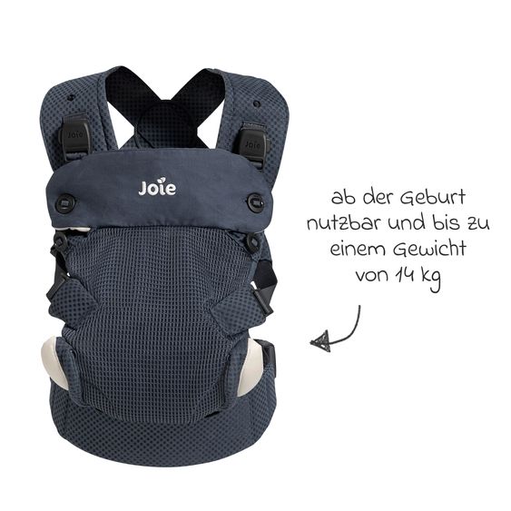 joie 3in1 Marsupio per neonati Savvy Lite Air per neonati da 3,5 kg a 14 kg con 3 posizioni di trasporto e tessuto a rete - Indigo