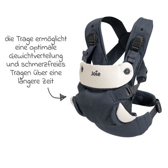 joie 3in1 Marsupio per neonati Savvy Lite Air per neonati da 3,5 kg a 14 kg con 3 posizioni di trasporto e tessuto a rete - Indigo