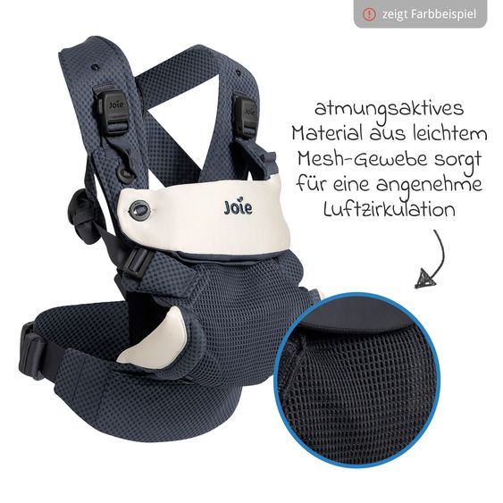 joie 3in1 Marsupio per neonati Savvy Lite Air per neonati da 3,5 kg a 14 kg con 3 posizioni di trasporto e tessuto a rete - Indigo