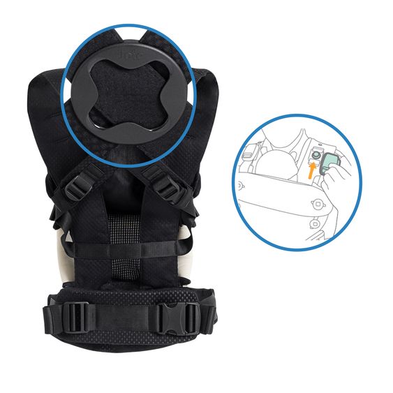 joie 3in1 Marsupio per neonati Savvy Lite Air per neonati da 3,5 kg a 14 kg con 3 posizioni di trasporto e tessuto a rete - Jet