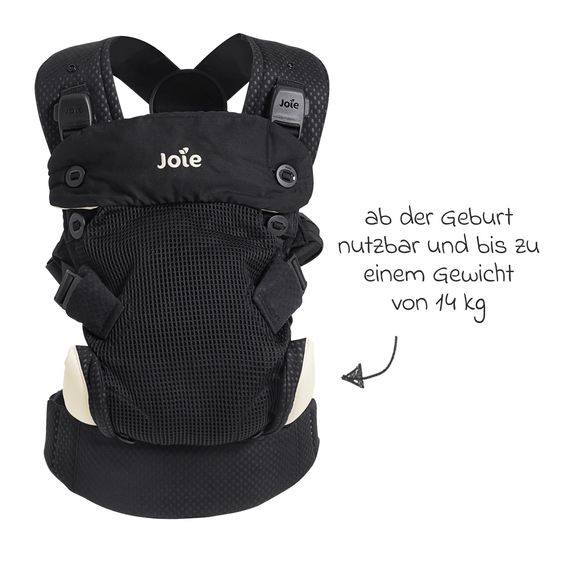 joie 3in1 Marsupio per neonati Savvy Lite Air per neonati da 3,5 kg a 14 kg con 3 posizioni di trasporto e tessuto a rete - Jet
